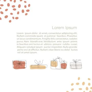 Abstract minimalistic Vector Template. Gifts concept, boxes with ribbons. lin Stock Illustration