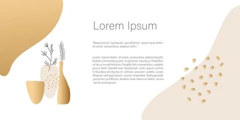 Abstract minimalistic Vector, vases with branches banner. line art drawing wi Stock Illustration