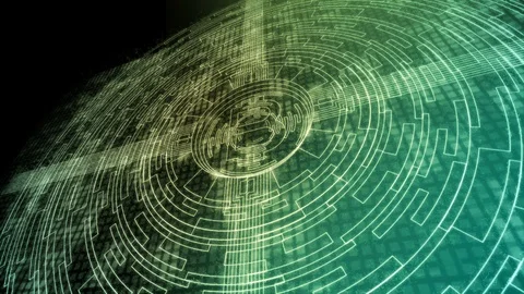 Abstract Mining Bitcoin Cryptocurrency icon symbol technology network digital Stock-Footage 91823225