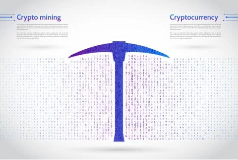 Abstract mining concept with pickaxe and computer code. Stock-Illustration