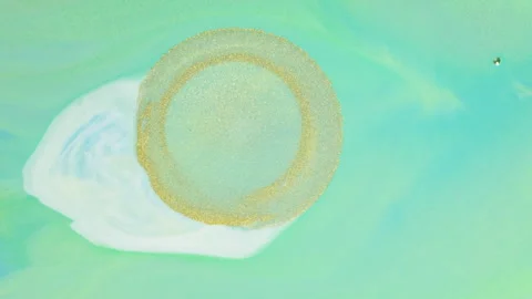 Abstract mint green fluid motion with soft liquid swirls and bubbles Stock Footage 331687340