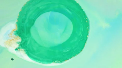 Abstract mint green fluid motion with soft liquid swirls and bubbles Stock Footage 331687878