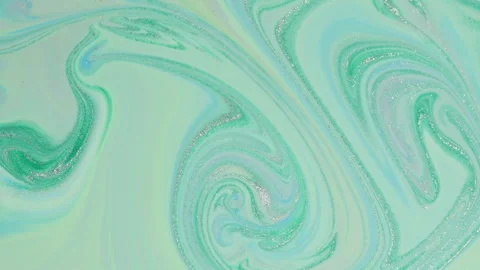 Abstract mint green fluid motion with soft liquid swirls and bubbles Stock Footage 331688078