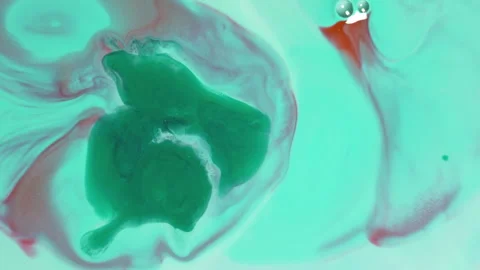 Abstract mint green fluid motion with soft liquid swirls and bubbles Stock Footage 331689125