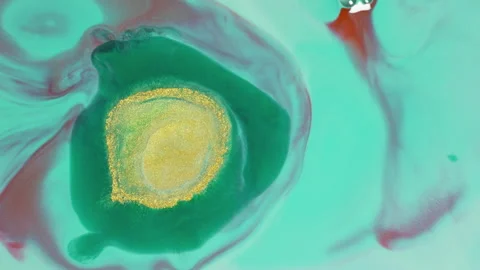 Abstract mint green fluid motion with soft liquid swirls and bubbles Stockbeeldmateriaal 331689556