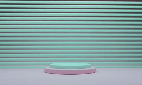 Abstract mint pink background. 3d rendering with podium. Minimal scene. Illustrazione stock