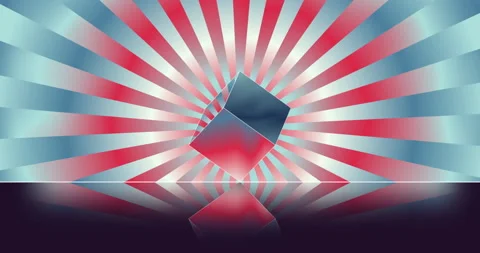 Abstract mirror cube with gradient faces rotating on a mirror retro gradient Stock Footage 201217919
