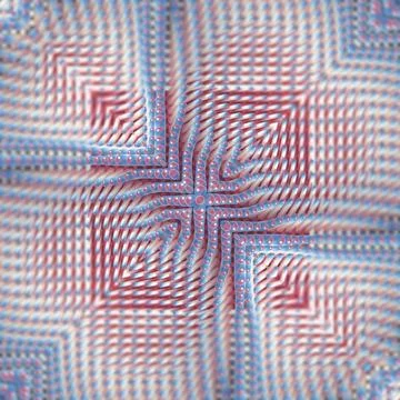 Abstract mirrored pattern of blue and red capsules on a light background Stock Illustration