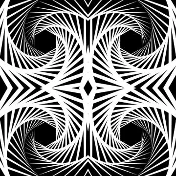 Abstract mirrored vortex background, pattern. Spirally monochrome graphic. Stock Illustration