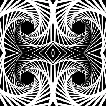 Abstract mirrored vortex background, pattern. Spirally monochrome graphic. Stock Illustration