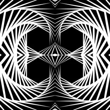 Abstract mirrored vortex background, pattern. Spirally monochrome graphic. Stock Illustration