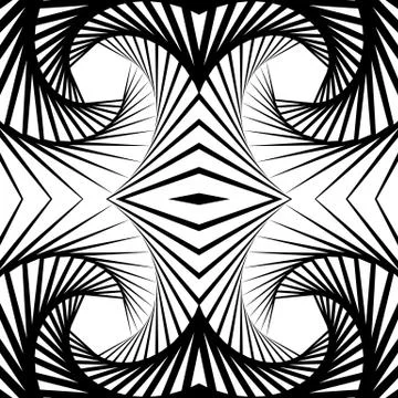 Abstract mirrored vortex background, pattern. Spirally monochrome graphic. Illustrazione stock