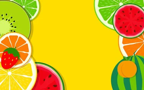 Abstract Mixed Flat Fruit Background  Illustration Stock Illustration