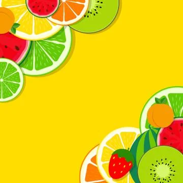 Abstract Mixed Flat Fruit Background  Illustration Stock Illustration