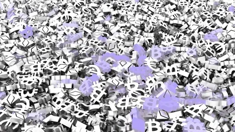 Abstract mobile background of three-dimensional white metal signs flashing in Stock Footage 165504068