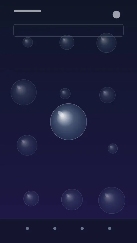 Abstract Mobile Interface with Floating Bubbles on Dark Blue Background Stock-Footage 346197689