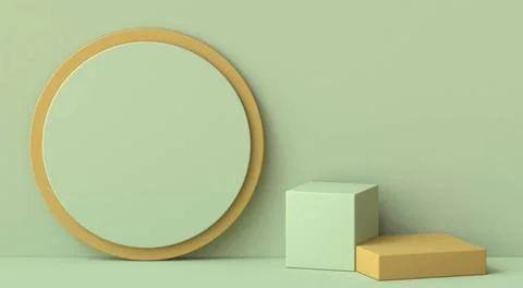 Abstract mock up circle frame and two cube objects 3D Abstract mock up cir... Stock Photos