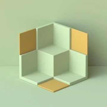 Abstract mock up cubes shelf 3D Stock Illustration
