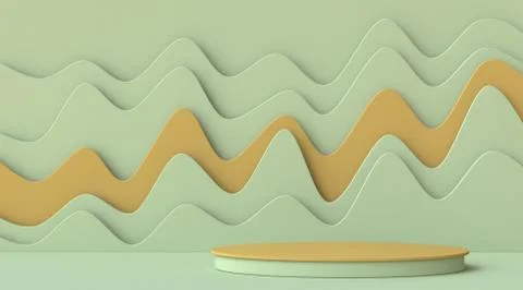 Abstract mock up podium with wavy background 3D イラスト素材