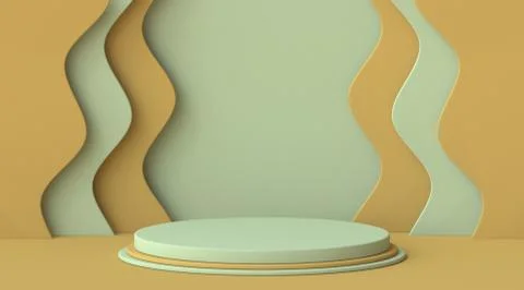 Abstract mock up podium with wavy background 3D イラスト素材