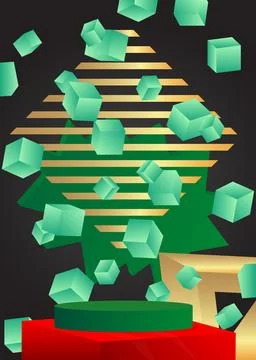 Abstract Mockup product display. Realistic vector 3D room, cylinder pedesta.. Illustration