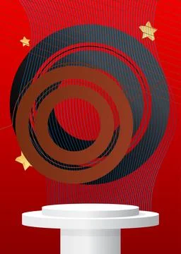 Abstract Mockup product display. Realistic vector 3D room, cylinder pedesta.. Ilustração Stock