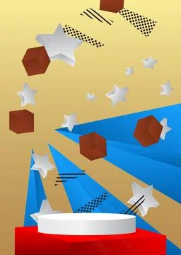Abstract Mockup product display. Realistic vector 3D room, cylinder pedesta.. Stock Illustration