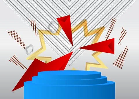 Abstract Mockup product display. Realistic vector 3D room, cylinder pedesta.. Stock Illustration