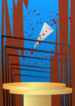 Abstract Mockup product display. Realistic vector 3D room, cylinder pedesta.. Stock Illustration