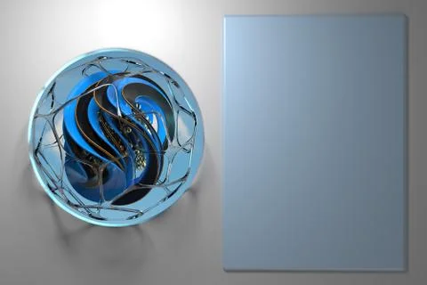 Abstract mockup spherical composition with a rectangular free copyspace for your 스톡 일러스트