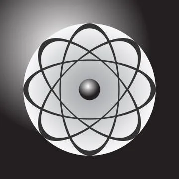 Abstract model of the atom on dark gradient background Stock Illustration