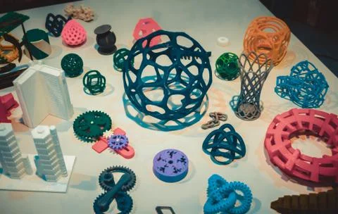 Abstract models printed by 3d printer close-up. Foto stock
