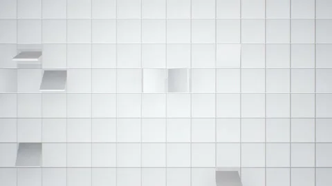 Abstract Modern 3D Geometric White Square Wall Tiles Loading Screen Stock Footage 141890957