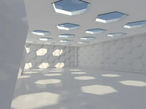 Abstract modern architecture background. 3D rendering Stock Photos