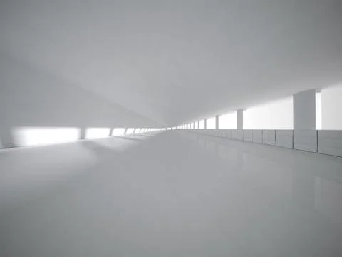 Abstract modern architecture background, empty white open space interior. 3D  Stock Illustration