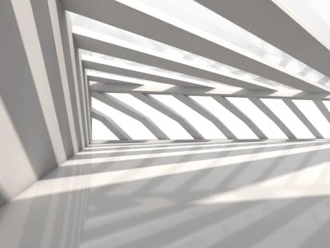 Abstract modern architecture background, empty white open space interior. 3D  Stock Illustration