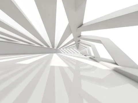 Abstract modern architecture background, empty white open space interior. 3D  Stock Illustration