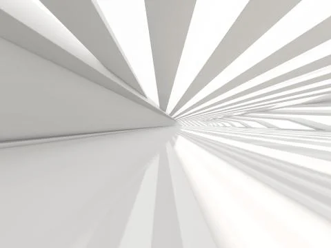 Abstract modern architecture background, empty white open space interior. 3D  Illustrazione stock