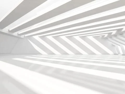 Abstract modern architecture background, empty white open space interior. 3D  Stock Illustration