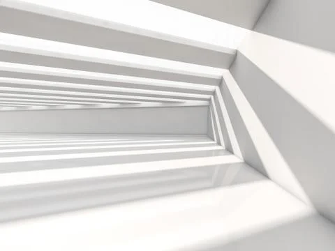 Abstract modern architecture background, empty white open space interior. 3D  Stock Illustration