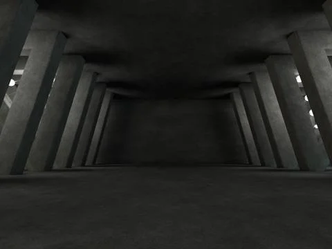 Abstract modern architecture background, empty open space interior. 3D render Illustrazione stock