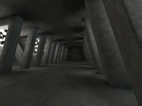 Abstract modern architecture background, empty open space interior. 3D render イラスト素材