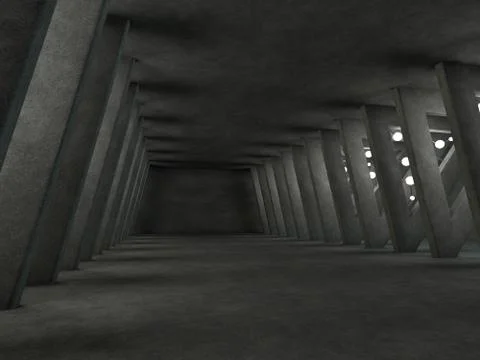 Abstract modern architecture background, empty open space interior. 3D render Stock Illustration