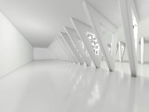 Abstract modern architecture background, empty open space interior. 3D render Illustrazione stock