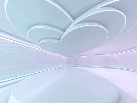 Abstract modern architecture background, empty open space interior. 3D Stock Illustration