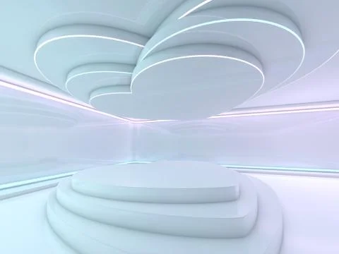 Abstract modern architecture background, empty open space interior. 3D Stock Illustration