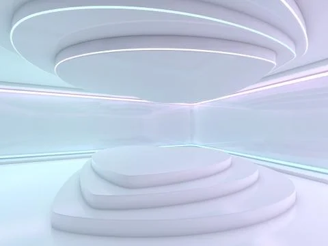 Abstract modern architecture background, empty open space interior. 3D Stock Illustration