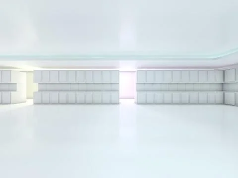 Abstract modern architecture background, empty open space interior. 3D Stock Illustration