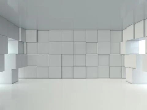 Abstract modern architecture background, empty open space interior. 3D Stock Illustration