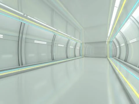 Abstract modern architecture background, empty open space interior. 3D Stock Illustration